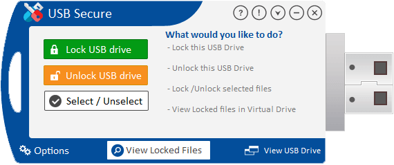 USB Secure drive workflow screen